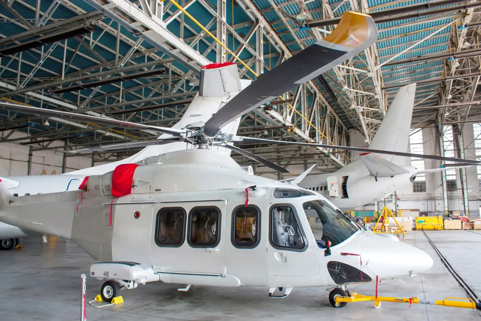 Passenger helicopter and airplanes under maintenance-1337169934