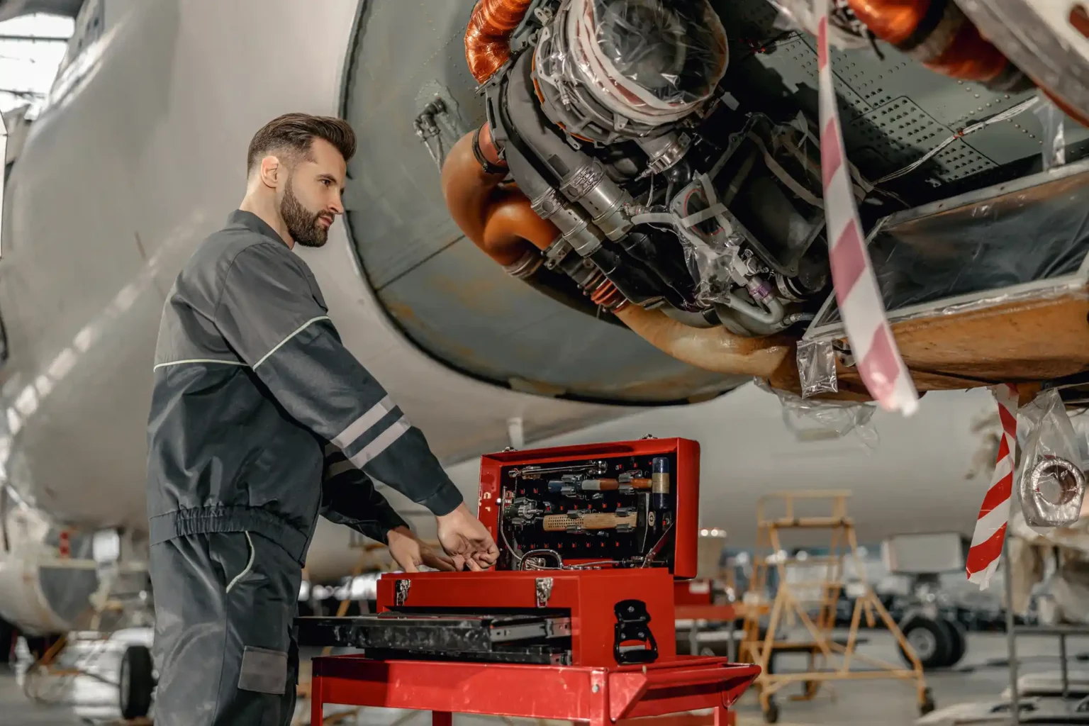 aircraft mechanic using instrument box-1384876023